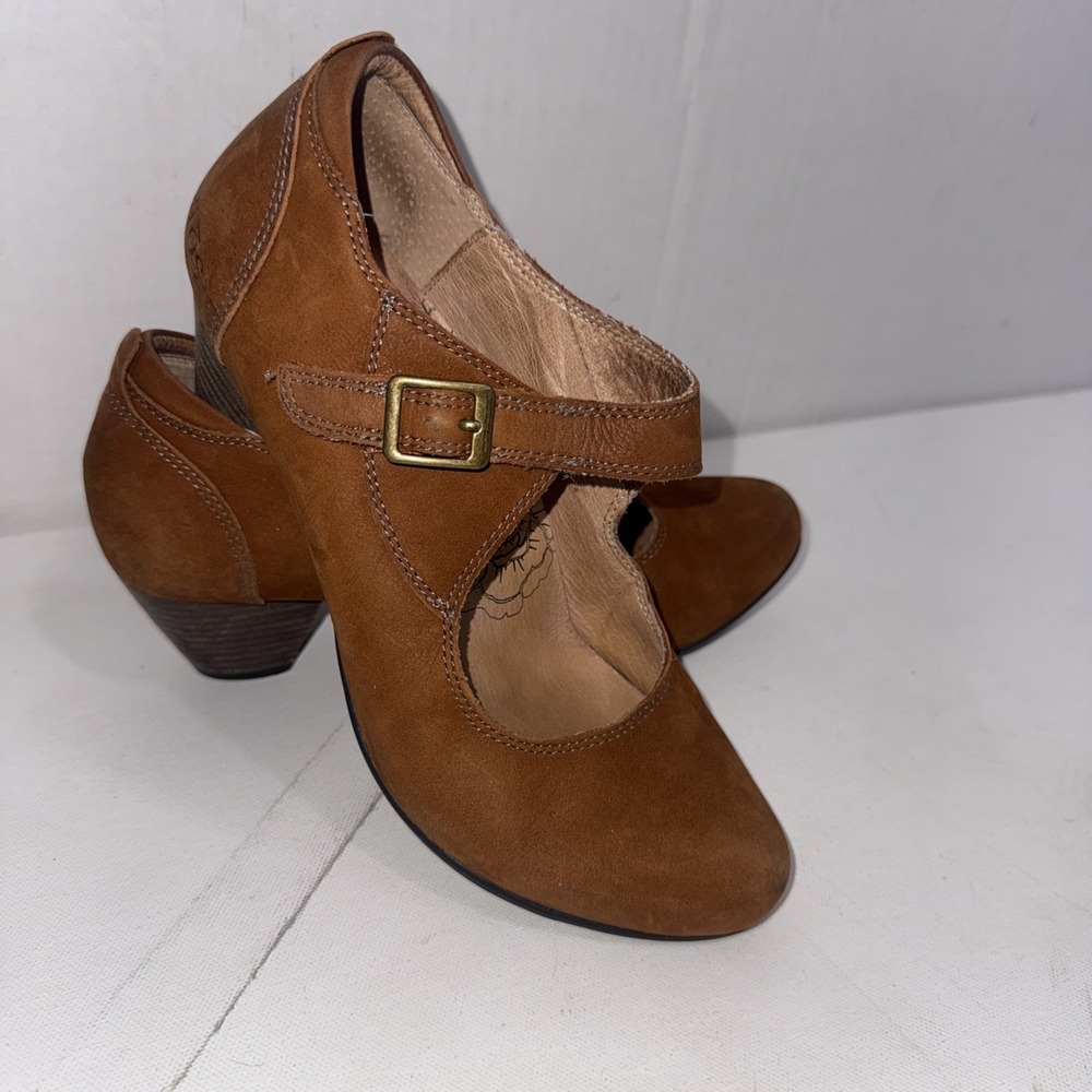 Taos‎ Stunner Brown Rustic Leather Mary Jane Clog Heel Bootie Pumps Shoes Size 7